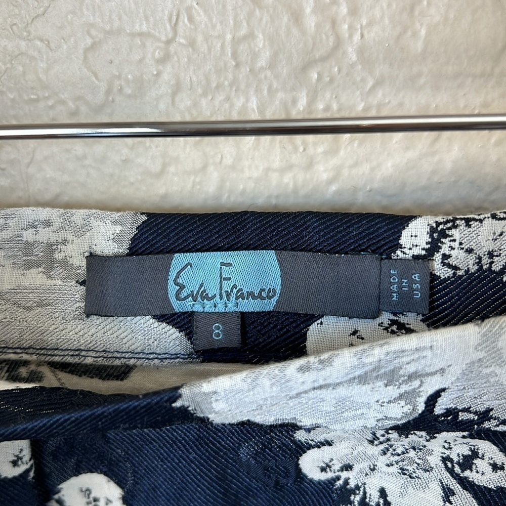 Anthropologie Eva Franco navy and white floral jacquard skirt - Picture 9 of 9